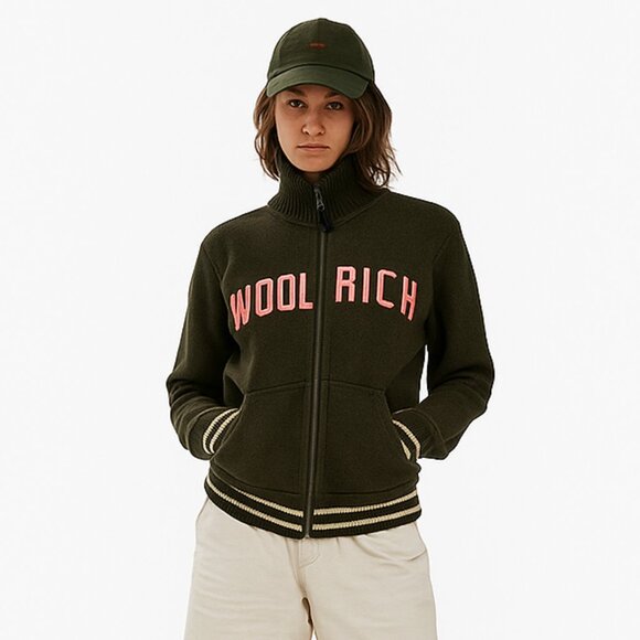 Woolrich Sweaters - VTG Woolrich Y2K Zip Up Sweater Sz M Track Blokette Blokecore Made in Italy Wool